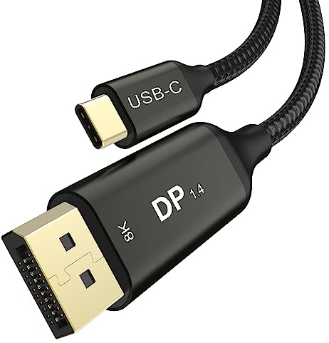 Ablink Cable USB C a DisplayPort 1.4 de 10 pies - Cable Thunderbolt 4/3 a DP 1.4 [8K a 60Hz, 4K a 144Hz] - Compatible con 2K a 240Hz, 32.4 Gbps - Perfecto para juegos, oficina, hogar
