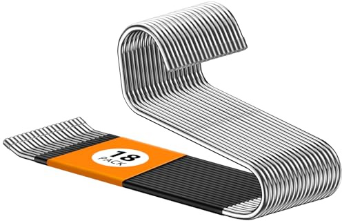 Hodola 18 Pack Space Saving Open Ended Metal Pant Hangers, Non Slip Jean Hangers for Men and Women, Closet Storage Organizer for Clothes Leggings Slacks Trouser Ties