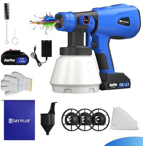 Pistola a spruzzo elettrica, a batteria, 21 V, con 3 modelli e 4 ugelli, 1000 ml, spruzzatore elettrico per vernice, 600 W, HVLP