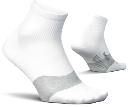 Feetures Elite Ultra Light Cushion Quarter, New White, Large, 1 Pair