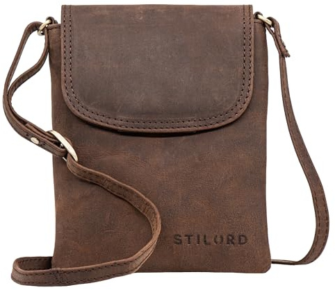 STILORD Ellis Handytasche zum Umhängen Leder Brustbeutel Kleine Ledertasche Umhängetasche für Smartphone und Geldbörse Cross-Body Bag XS Vintage Leder Farbe:Texas - braun