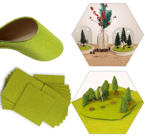 Evemodel 12 Stück 17 * 17 cm Modell Gras Matte Miniatur Gartenbau Grasmatten Dekor Modellbau für Landschaftsbau Garten Balkon Haus (grün gelb)