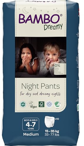 Bambo Dreamy Night Pants - Pañales de entrenamiento, pantalones de dominadas, ecológicos para la noche, mantienen las camas secas toda la noche, pañales de entrenamiento, seguros, cómodos, pantalones
