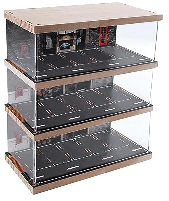 Modellauto-Parkplatz im Maßstab 1:64, Druckguss-Auto-Garage-Vitrine als Geschenk, 3 Schichten