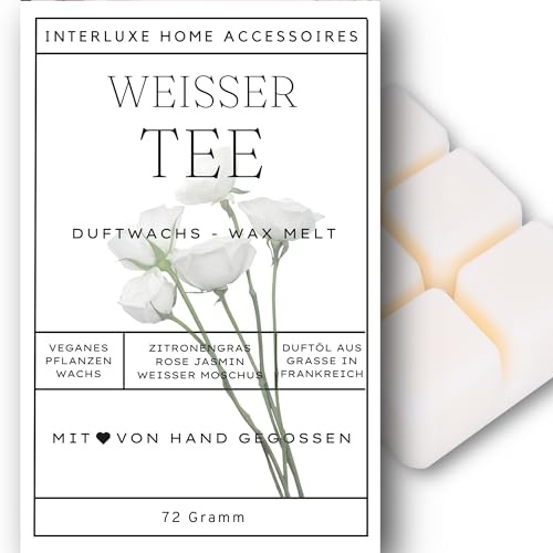 Interluxe Duftmelt Wachsmelt Duftwachs weißer Tee Duft angenehm duftend Waxmelt 100% pflanzlich Duftwachswürfel Wachs mit Duftöl Melts