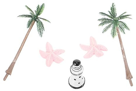 TOYANDONA 1satz Mini Strandlandschaft Deko Teiliges Material Für Miniatur Strand Deko Mit Bunten Seesternen Palmen Und Leuchtturm Für Mikrolandschaften Und Minihaus Dekoration