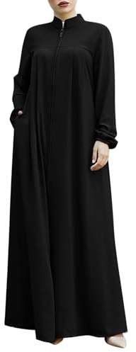 Gebetskleidung für Frauen mit Reißverschluss Muslimische Kleider Islam Abaya Muslim Damen Kleid Langarm Lockeres Freizeitkleid Maxikleid Islamische Türkische Ramadan Ganzkörper Lang Gebetskleid