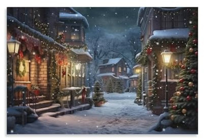 AEMYSKA Rustikale Landhaus-Wandkunst für Wohnzimmer, Weihnachten, Schneelandschaft, Gemälde auf Leinwand, Wandkunst, Poster für Heimdekoration, Wanddekoration, 20 x 30 cm (B x L)