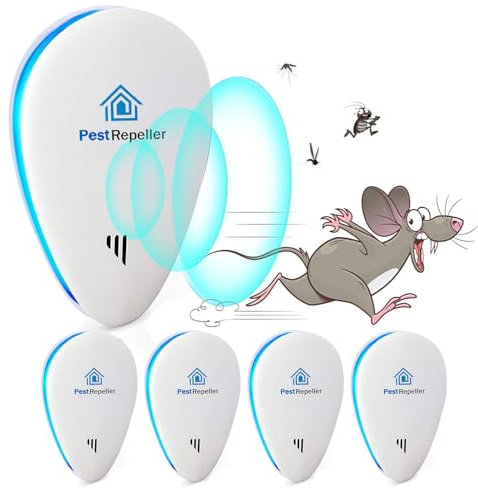 Repellente ad Ultrasuoni per Topi, Repellente Ultrasuoni Anti Zanzare Ultrasuoni Interno Dispositivo Anti Topi, Insetti, Zanzare, Scarafaggi, Ratti, Formiche, Ragni 4 Pack