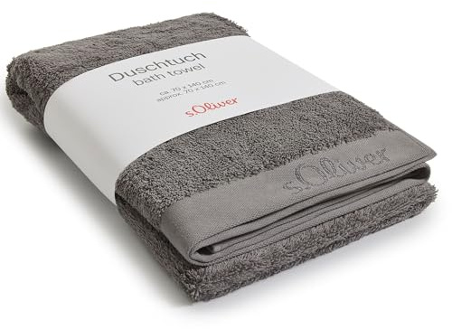 s.Oliver Duschtuch 70x140 cm - 100% Baumwolle, 600 g/m², weich & saugstark, Badetuch grau