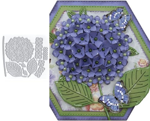 Hortensien-Blumen-Stanzformen für Kartenherstellung, Pflanzen-Metall-Stanzformen für Papier, Scrapbooking, DIY-Schablonen für Album, Party, Hochzeit, Festivals, Dekoration