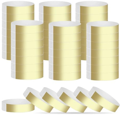 LICQIC Event Wristbands, Party Wristbands, 100 Pcs Gold | Waterproof Wristbands Suitable for Event Parties Concerts Water Parks