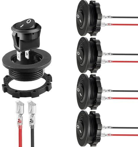 RUNCCI-YUN 5PCS Runde Wippschalter ON-OFF Kippschalter 12V KFZ Schalter SPST Mini Wippschalter 2-pin 10A 125V AC/10A 12V DC mit Schalter Panel für Motorrad, Limousine, Boot