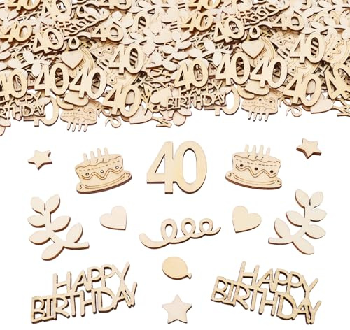 ParPix 100 Stück Groß Konfetti für 40. Geburtstag, Holz Streudeko, Tischdeko für Frauen & Männer, Konfetti Deko für Jubiläen & Partys