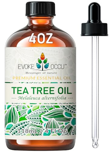 EVOKE OCCU Huile Essentielle Tea Tree pour Ongles, Peau, Cheveux | Diffuseur, Aromathérapie, Massage - 118mL / 4 fl.oz