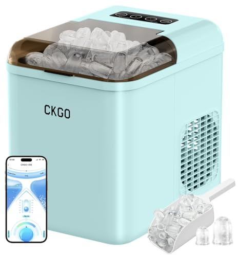 ZZLLKQ - Máquina de hielo inteligente, 2 tamaños de hielo, máquina Wi-Fi, control por aplicación, autolimpiante, máquina de hielo, 15 kg en 24 horas, 9 cubitos de hielo en 6-10 minutos, encimera para
