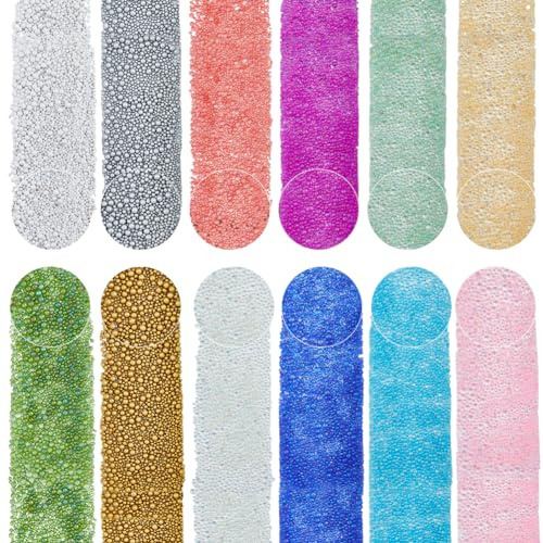 HOBBIESAY 180 g 12 Frisur UV-Harz-Blasenperlen Winzige Kaviar-Nagelperlen Ca9000 Stück Tröpfchen Mehrfarbige Füllstoffe Wasserperle Für Nail Art Anhänger Schmuck Basteln DIY Herstellung 1.5-3 mm