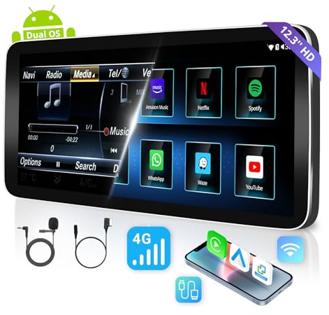 ATOTO 12,3 Autoradio Wireless CarPlay und Android Auto, Kompatibel mit Mercedes Benz C-Klasse W204 NTG4.0 Radio(2008-2010), alle Originalfunktionen erhalten GPS, AI DriveChat, 4G LTE, Dual-Bluetooth