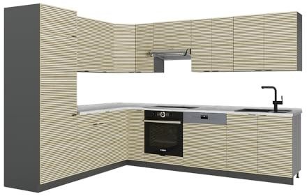 Vicco Eckküche Fame-Line, Eiche Paneel/Anthrazit, 227 x 58.1 cm ohne Arbeitsplatte