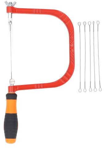 Scie à Chantourner de 6 Pouces de Profondeur, Petite Scie à Découper en Alliage D'aluminium avec 5 Lames pour le Travail du Bois, Conception de Pince Filetée Antidérapante,