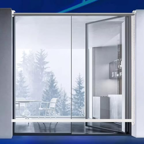 E ECATEE Tenda a Rullo PVC Trasparente Impermeabile,Tende Avvolgibili con Isolamento Termico Protezione UV,Tenda Antipioggia,per Ufficio,Balcone,Terrazza,Facili da Sollevare (W160xH200cm/W63 xH79)