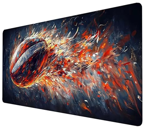 Alfombrilla Ratón, Alfombrilla Ratón XXL Gaming Tapete Escritorio Ordenador (1000x500x3mm) Protector Escritorio Alfombrilla, para Ratón Láser y Óptico (Fútbol americano) mousepad (Negro) A-W-4
