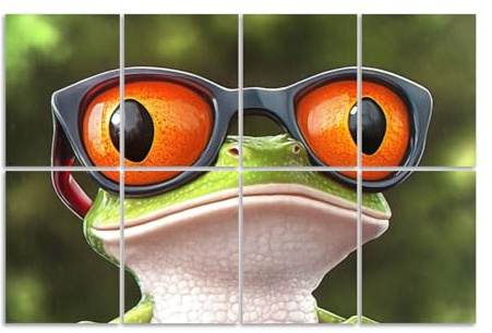 8 Pack Art Acoustic Panels Sound Absorbing Frog With Glasses Colorful Funny Animal Sunglasses Large Eyes Nature Decorative Soundproof Wall Panels Self Adhesive for Recording Studios Office 48x32