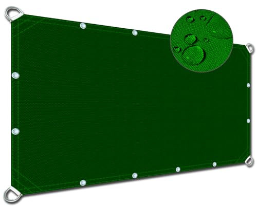 MEEYI Balkon Sichtschutz Ohne Bohren 1.5x3.6m, UV-Schut Witterungsbeständig Sonennsegel Mit Ösen Und D-Ring für Balkon Sonnenschutz, Dunkelgrün
