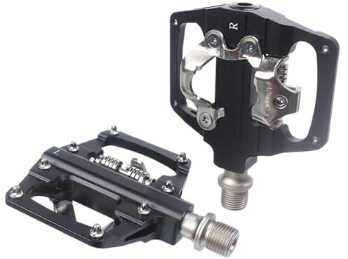 FPJQOBJC RACEWORK MTB Klickpedale Selbstsichernde CNC-Aluminiumlegierung DU-Lager SPD Doppelte Flache Plattform Mountainbike-Fahrradpedale(Black)