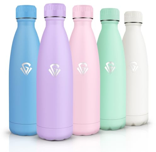 HoneyHolly Gourde Isotherme, Acier Inoxydable 18/8, Bouteille Isotherme, 500ML Sans BPA, Gourde Inox Enfant, Étanche Double Isolation, Bouteille Inox pour Le Camping, Les Écoles, Les Gymnases