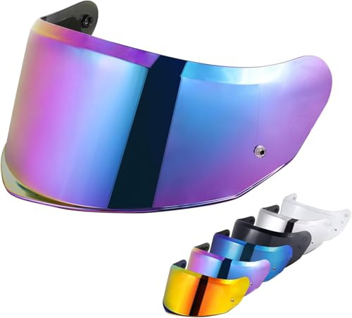 Visiera Casco Moto perFF808/Stream II Visiera per Casco,Sostituzione della Visiera della Lente del Casco del Parabrezza del Motociclo per Il Casco Viso Aperto (Arcobaleno)