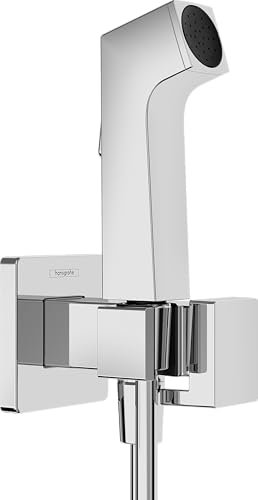 hansgrohe Bidette 29233000 Douchette E avec 1 type de jet économiseur d'eau (EcoSmart) avec robinet d'arrêt, support de douche et tuyau de douche 1,25 m pour eau chaude Chromé
