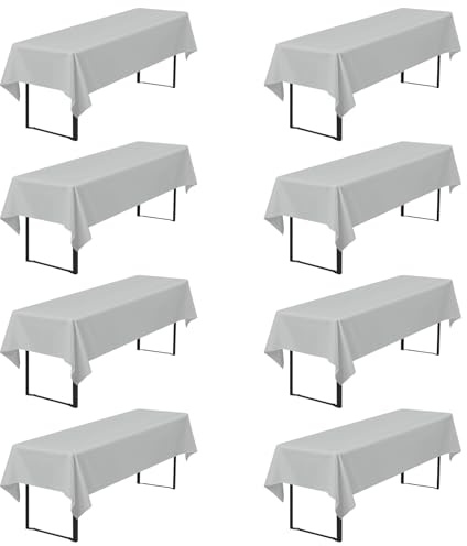 Pesonlook 8er-Pack Premium Biertischdecken 260 x 110 cm, Hellgrau Biertischdecken für Bierzeltgarnitur, blickdichte Polyester-Biertischdecken, waschbare Tischhussen für Bankette im Freien (Hellgrau)