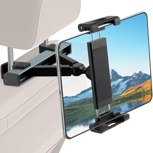 Kairiyard Car Tablet Holder,Headrest Mount Universal 360 Rotating Car Seat Stand Cradle for All 4.7-12.9 Tablets and Smartphones,Stretchable Backseat Tablets Stand for Cars.