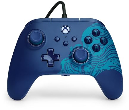 PowerA Advantage Wired Controller for Xbox Series X|S - Blue Wave, gamepad, wired video game controller, gaming controller, USB-C, Works with Xbox One, Officially Licensed
