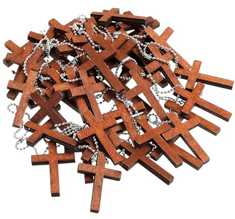 Zestivra Kreuzanhänger aus Holz, Sortiment mit Kreuzanhängern aus Holz mit Ketten – tragbarer glatter Schmuck für Gebet, Geschenke für Freunde und Familie