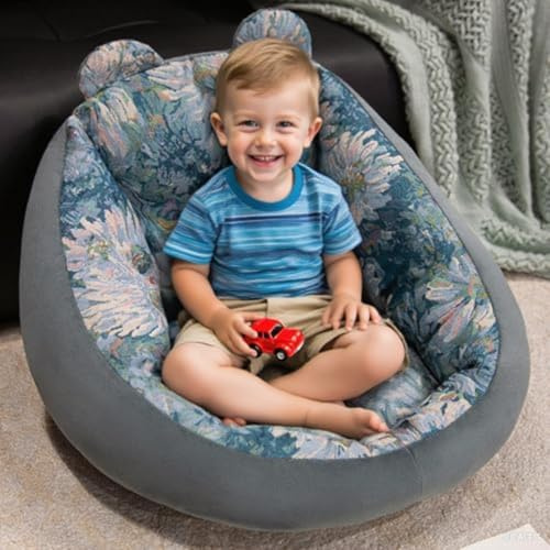 HULKAY Bean Bag Sofa Mini Chair Cutton Filled Couch, Snuggle Reading Couch for Boys & Girls Comfy Single Armchair for Bedroom Nursery or Living Room