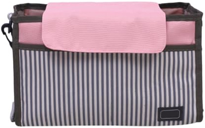 HEALSOPTHY Kinderwagen Organizer Tasche Buggy Hängetasche Für Windel Spielzeug Handy Getränke Babyartikel Aufbewahrungstasche Rosa Streifen