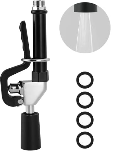 Pre Rinse Sprayer Commercial Sink Sprayer Head, Low Lead Spray Valve Dish Sprayer Nozzle with Ergonomic Handle, High Pressure Brass Faucet Parts for Commercial Kitchen faucet, Chrome Finished