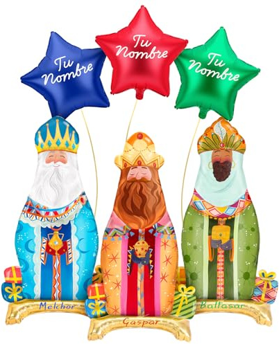 OH YEAH Folienballon mit 3 personalisierbaren Sternen - Weihnachtsdekoration - Familienfeiern, Schulen und Schaufensterdekorationen - Weihnachtsveranstaltungen - Wählen Sie Ihren Namen