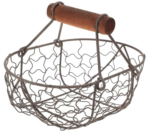 DOITOOL Multifunctional Creative Wire Basket Kitchen Storage Organizer Large Capacity Rustic Metal Mesh Fruit and Vegetable Rack for Eggs Garlic Bread and Snacks