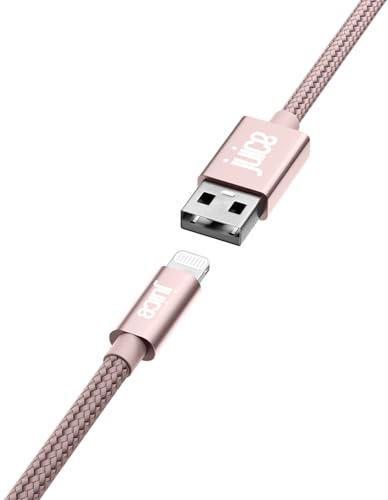 Juice Braided iPhone Lightning Cable 1 Metre – Fast Charging MFi Certified iPhone Charger Lead Compatible with iPhone 14, 13, 12, 11, SE & iPad – Pink