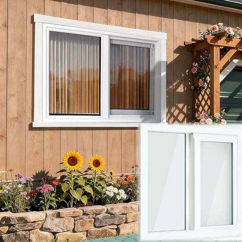 grille de fenêtre antivol Fenêtre Pliante Anti-eff Fenêtres coulissantes blanches robustes, dimensions sur mesure, avec moustiquaire et système de glissement facile(73.7x40.6cm/29x16)