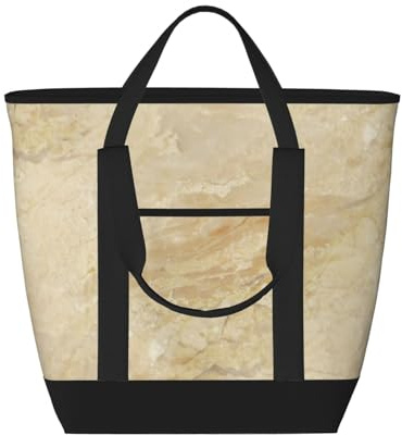 asbwuo Sac cabas isotherme léger effet granit beige – Grand format, imperméable et adapté au contact alimentaire, idéal pour les courses, le déjeuner, les pique-niques et les plats à emporter.