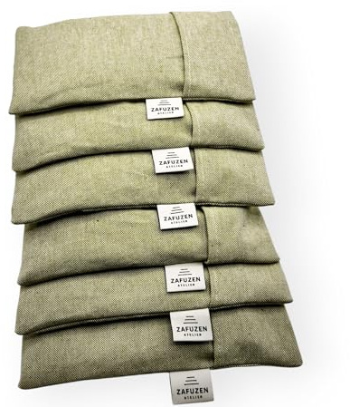 ZAFUZEN Pack 6 Almohadas para Ojos de Yoga con Lavanda, Funda Lavable Sage | Pack profesional: 6 sacos de semillas para ojos con fundas lavables, arroz y flor de lavanda para yoga, spa y estudios.
