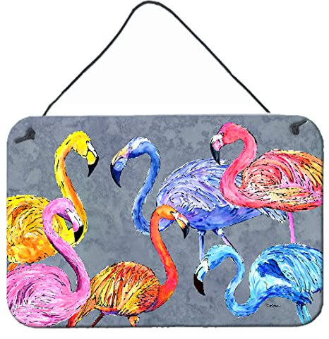 Caroline 's Treasures Flamingo Sechs Sinne Aluminium Metall Wand oder Tür Aufhängen Prints, 20,3 x 30,5 cm Multicolor