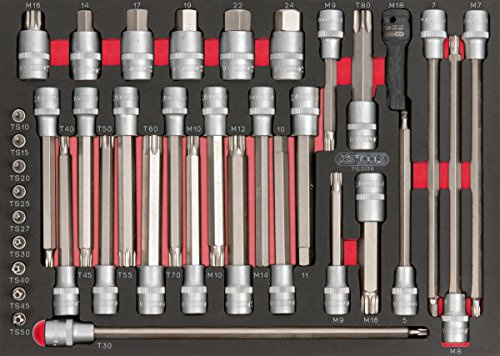 KS Tools 712.5038 Mechanische Bit-Modul, lang, 1/4-1/2 Zoll | Langes Bitmodul für Mechanik, 1/4 - 1/2 Zoll, 38-teilig, Werkstattaufbewahrung