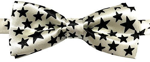 Good.news Kinderfliege Kinder Fliege Verstellbar Weiß mit Sternen in Schwarz