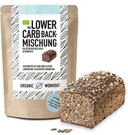 LOWER-CARB-BROTBACKMISCHUNG 350g – Bio, vegan, glutenfrei, Eiweiss-Brot-Alternative, Lebensmittel ohne Getreide, ohne Milch, keto, Organic Workout