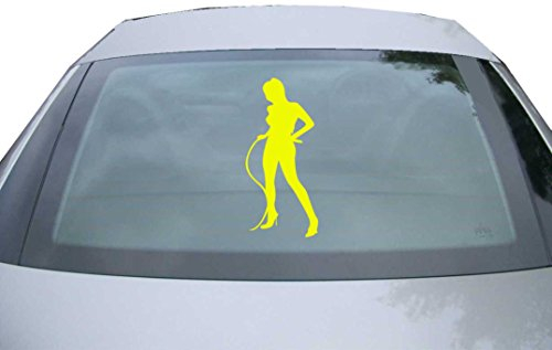 Indigos UG Aufkleber Heckscheibe & Motorklappe - neongelb - 600x272 mm - Domina - selbstklebender Sticker für Auto, Fenster, Bus oder LKW